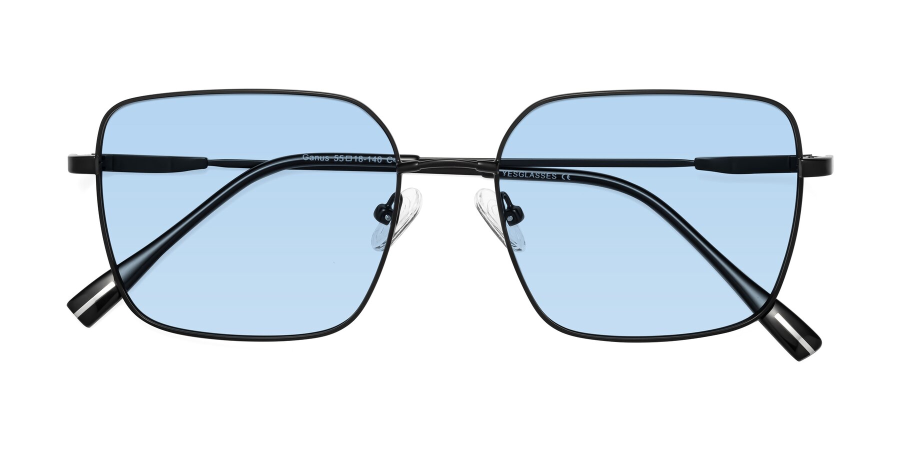 Folded Front of Ganus in Black with Light Blue Tinted Lenses