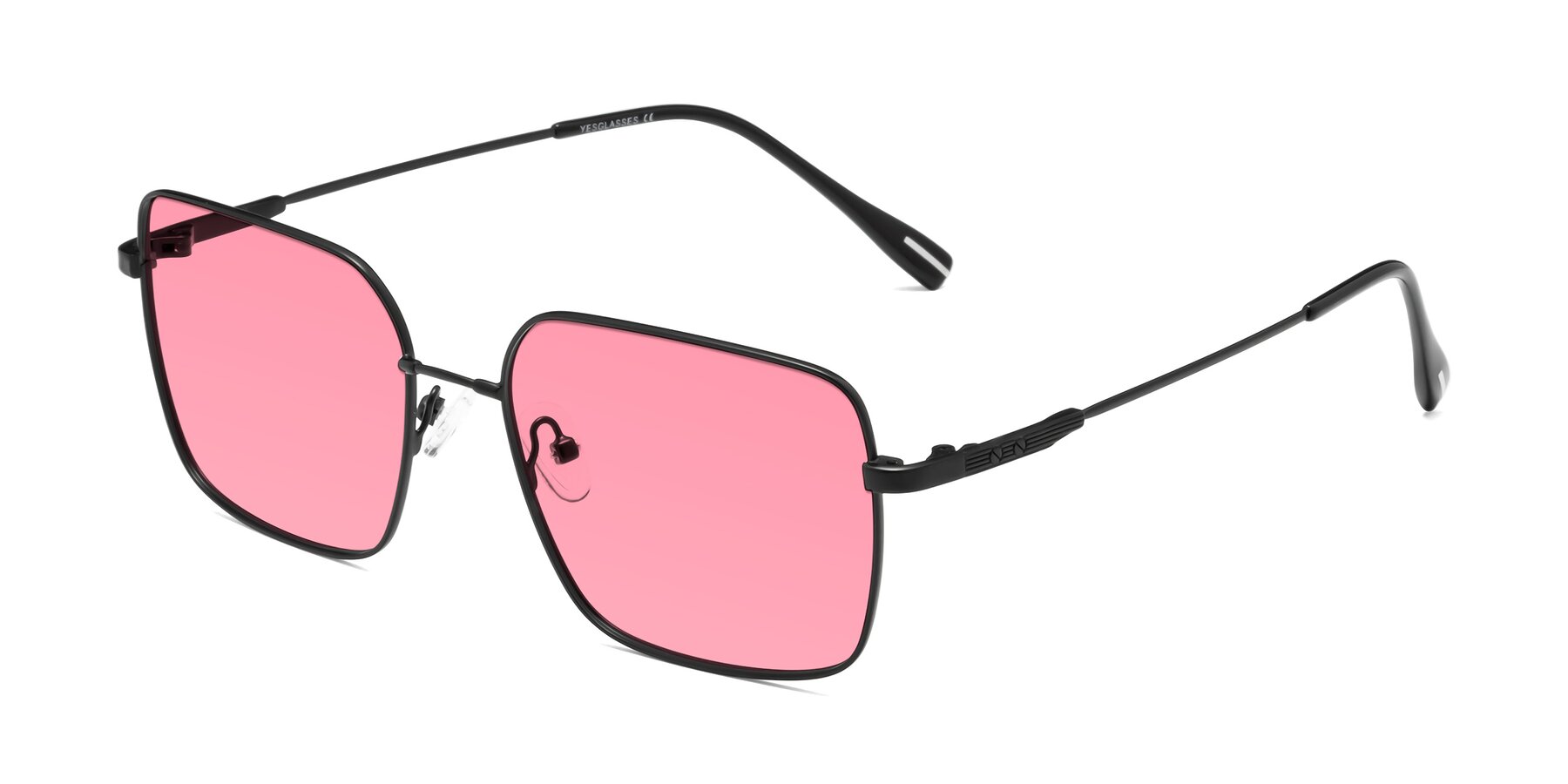Angle of Ganus in Black with Pink Tinted Lenses
