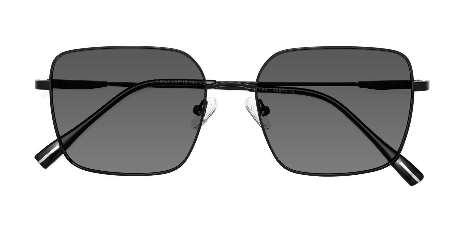 Folded Front of Ganus in Black with Medium Gray Tinted Lenses