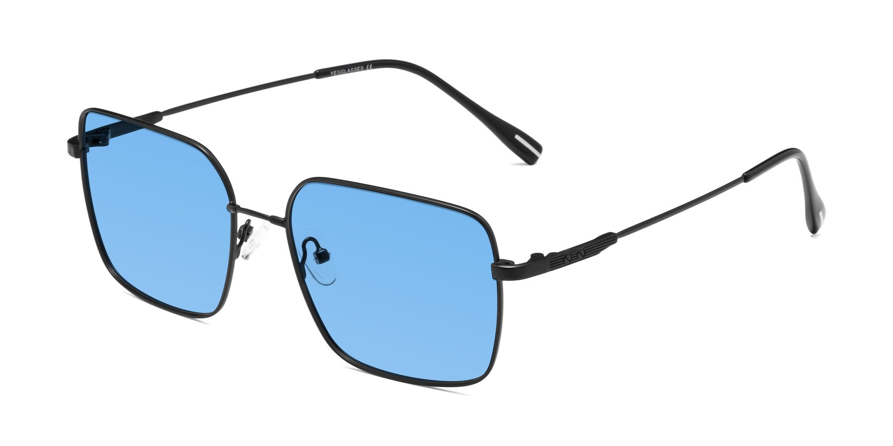 Angle of Ganus in Black with Medium Blue Tinted Lenses