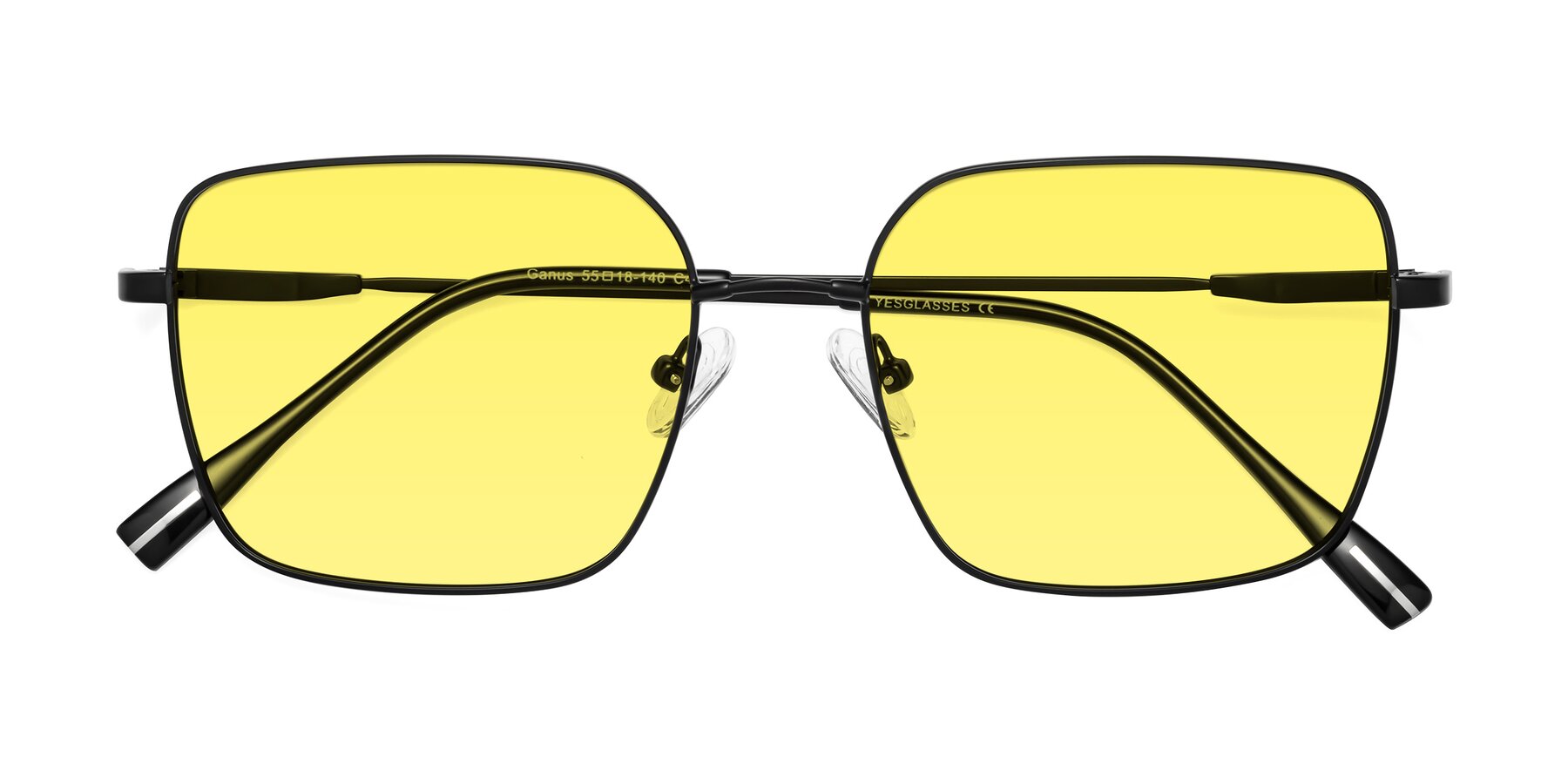 Folded Front of Ganus in Black with Medium Yellow Tinted Lenses