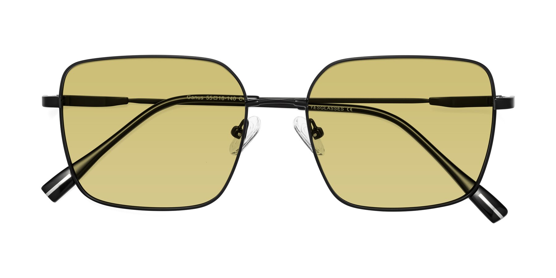 Folded Front of Ganus in Black with Medium Champagne Tinted Lenses