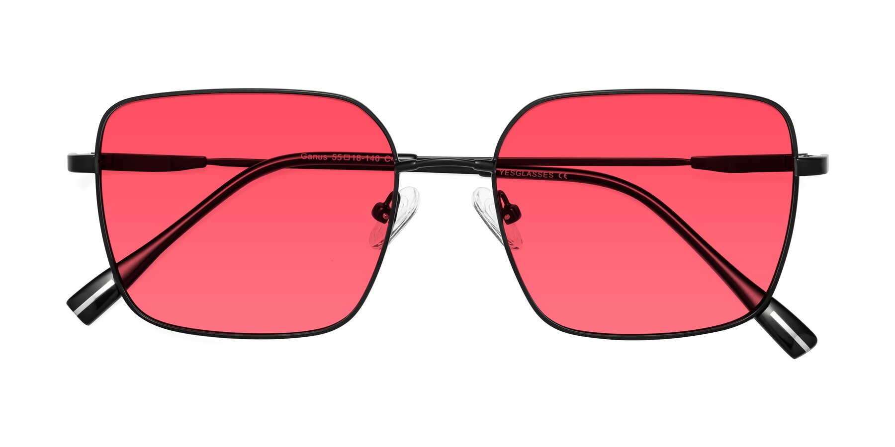 Folded Front of Ganus in Black with Red Tinted Lenses