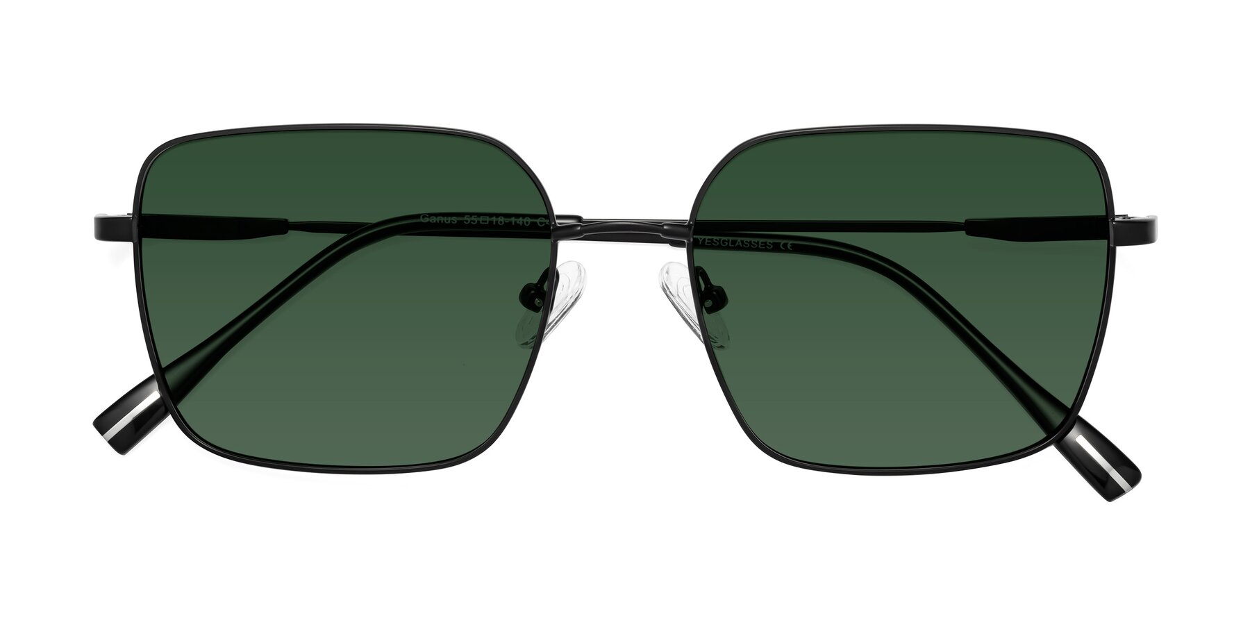 Folded Front of Ganus in Black with Green Tinted Lenses