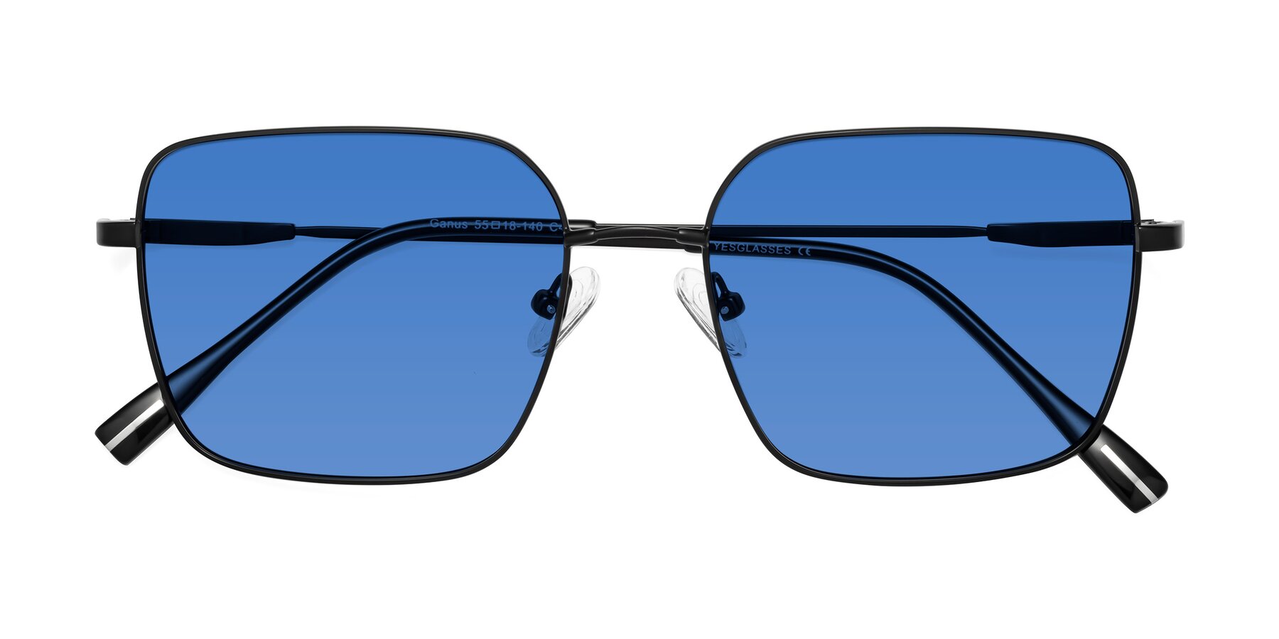 Folded Front of Ganus in Black with Blue Tinted Lenses