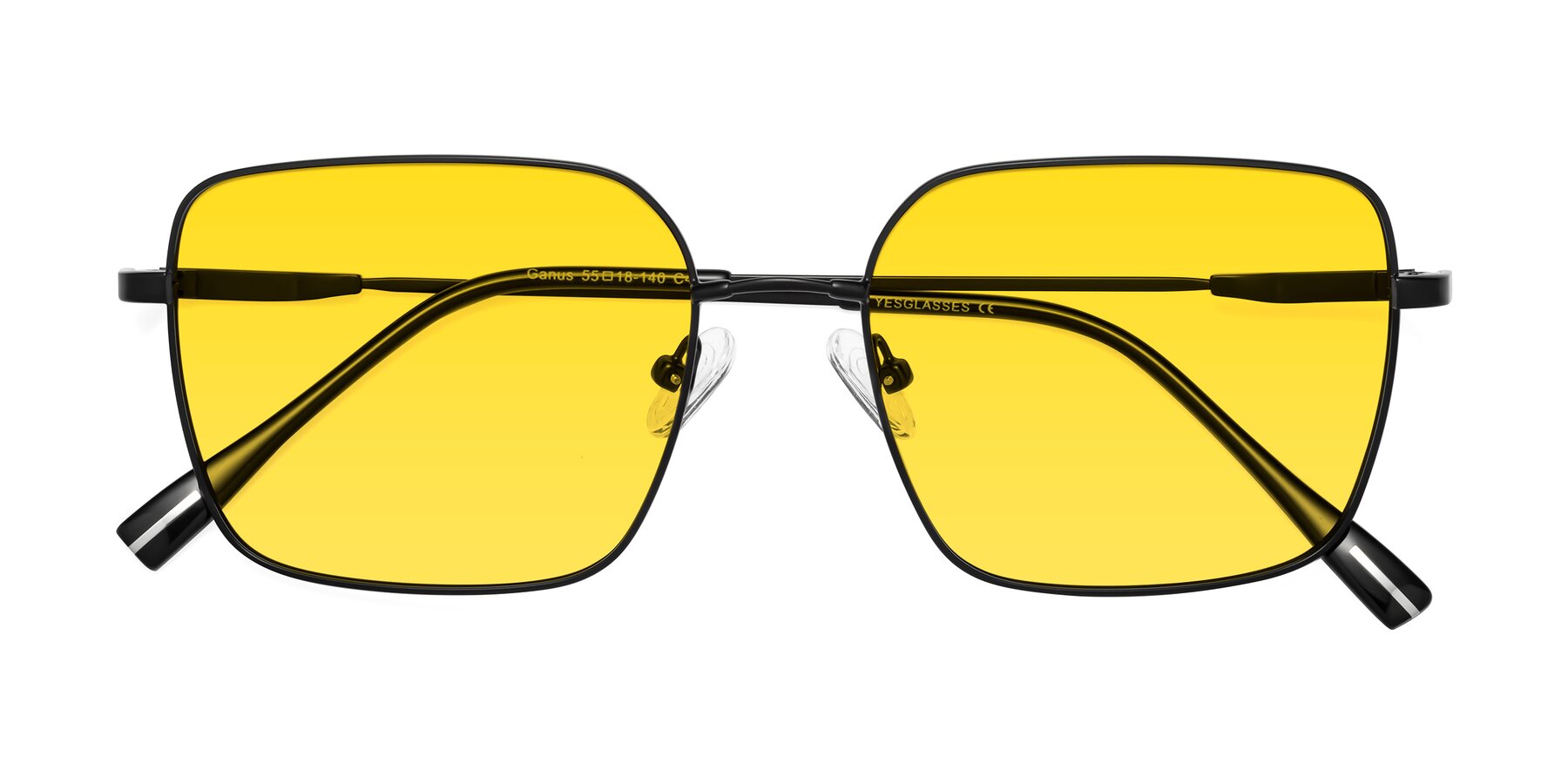 Folded Front of Ganus in Black with Yellow Tinted Lenses