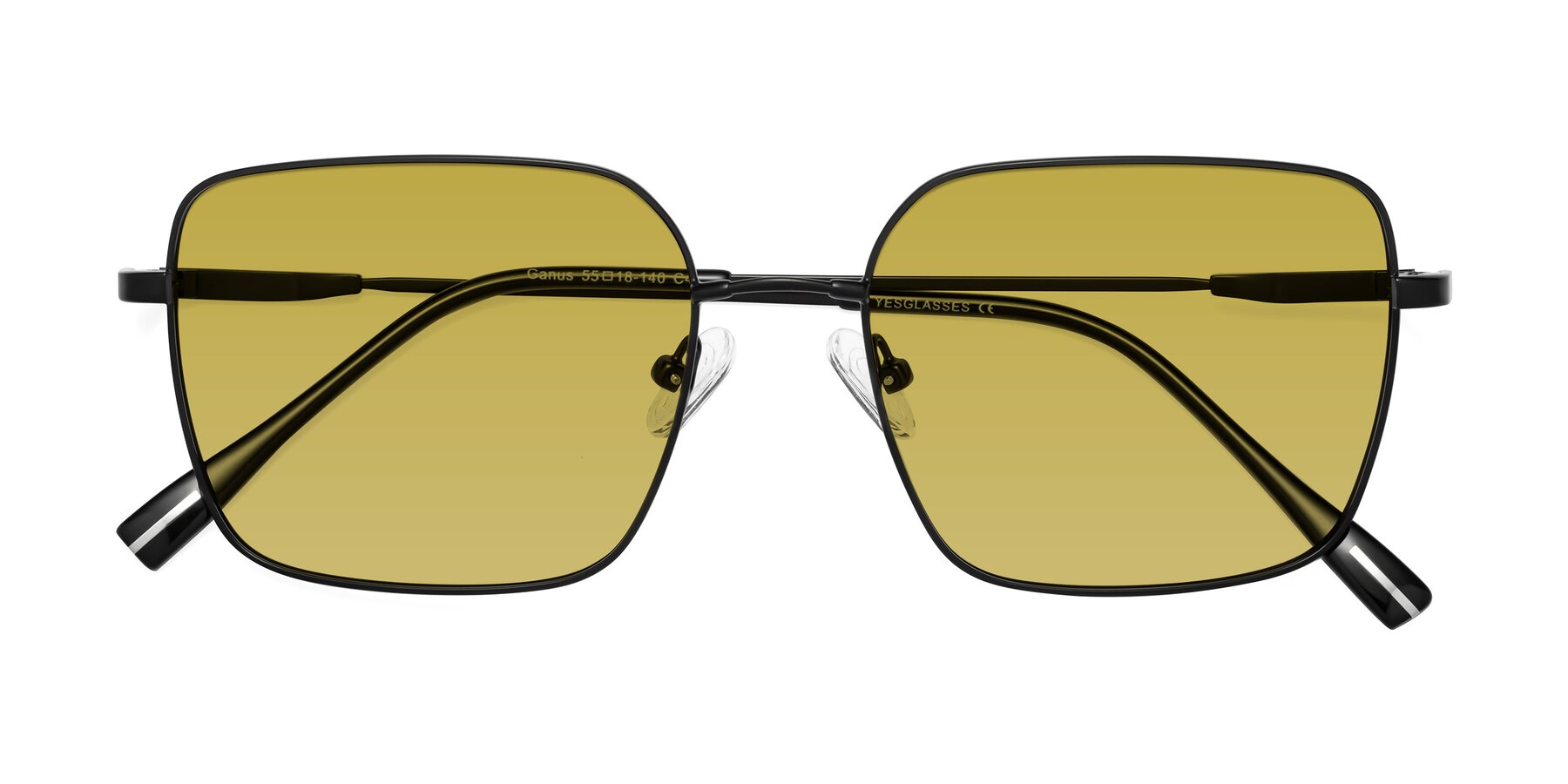 Folded Front of Ganus in Black with Champagne Tinted Lenses