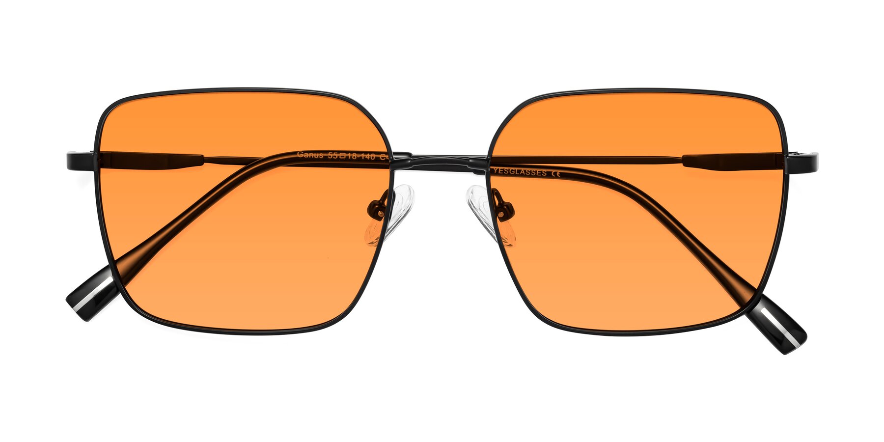Folded Front of Ganus in Black with Orange Tinted Lenses