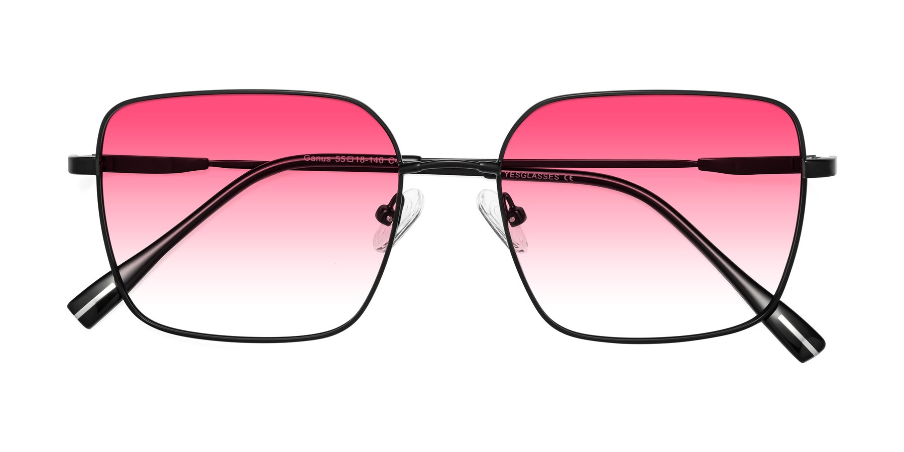 Folded Front of Ganus in Black with Pink Gradient Lenses