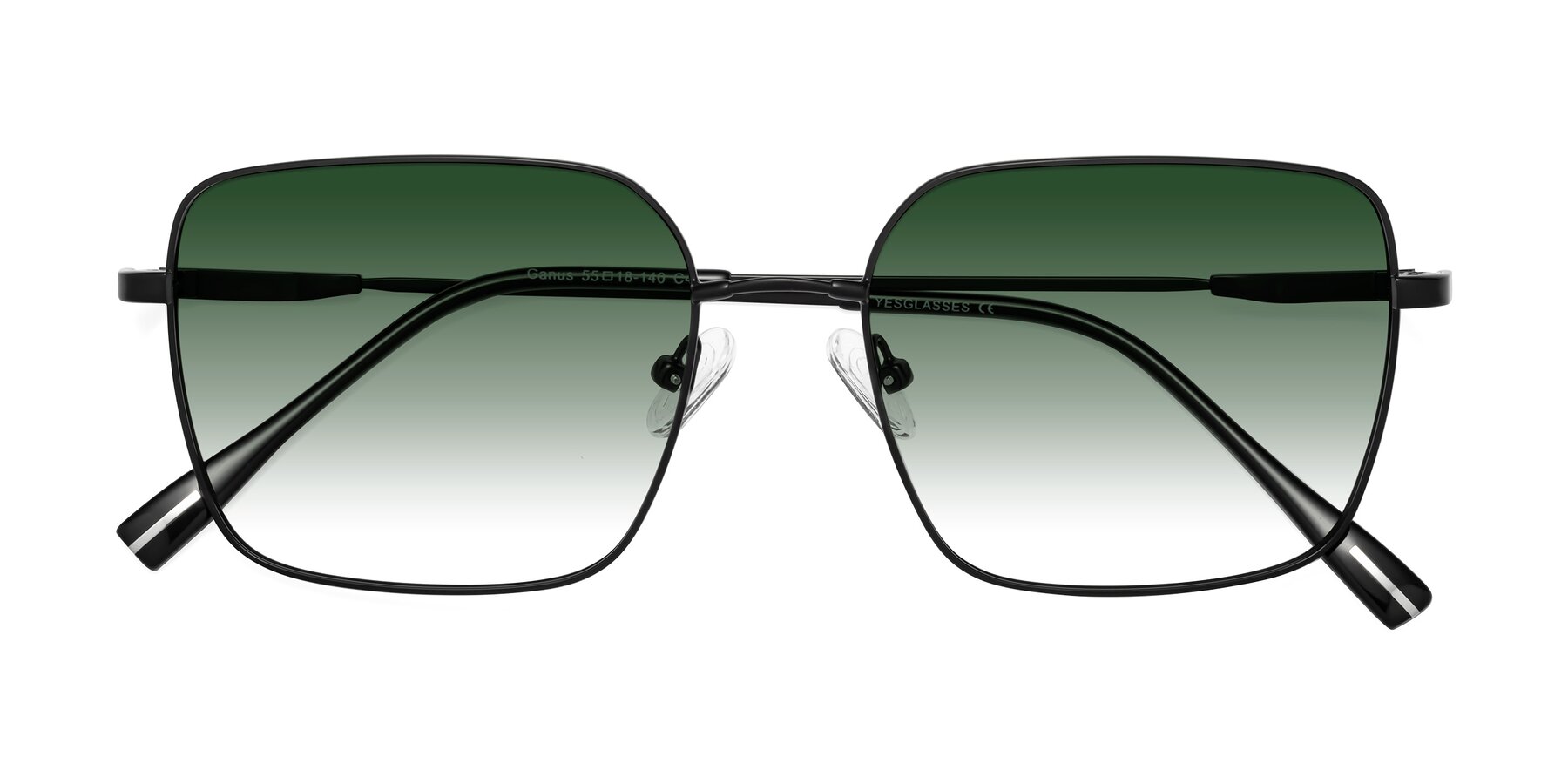 Folded Front of Ganus in Black with Green Gradient Lenses
