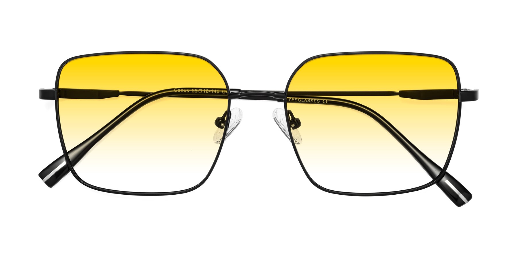 Folded Front of Ganus in Black with Yellow Gradient Lenses