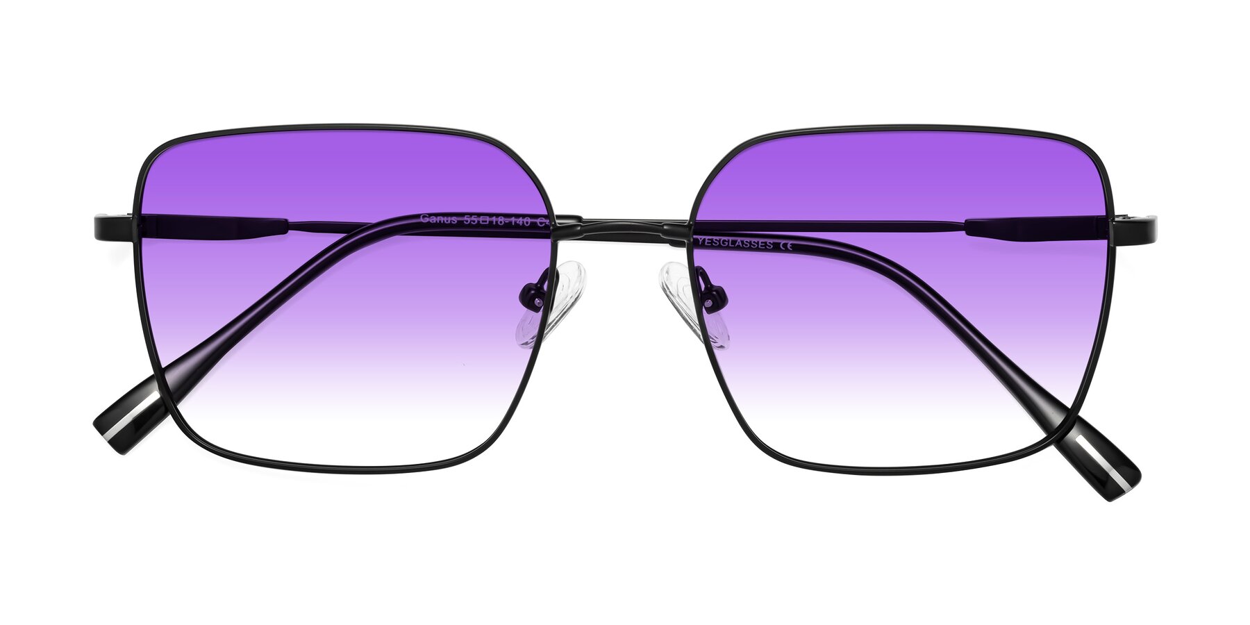 Folded Front of Ganus in Black with Purple Gradient Lenses