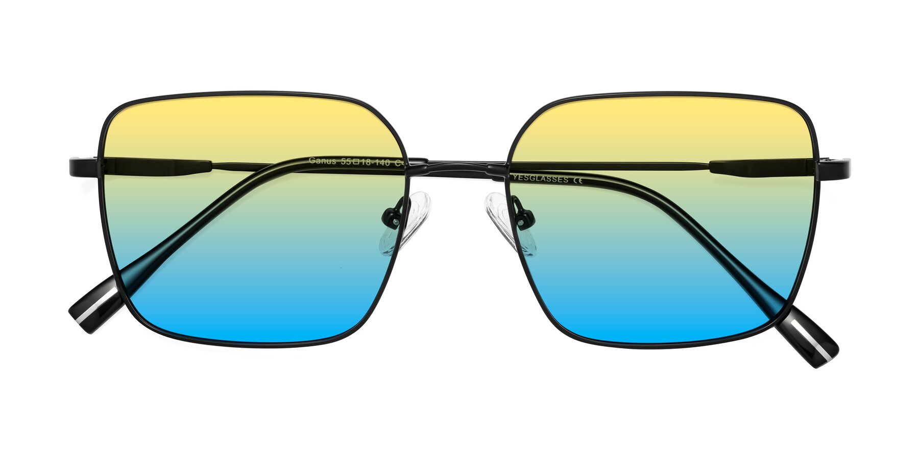Folded Front of Ganus in Black with Yellow / Blue Gradient Lenses