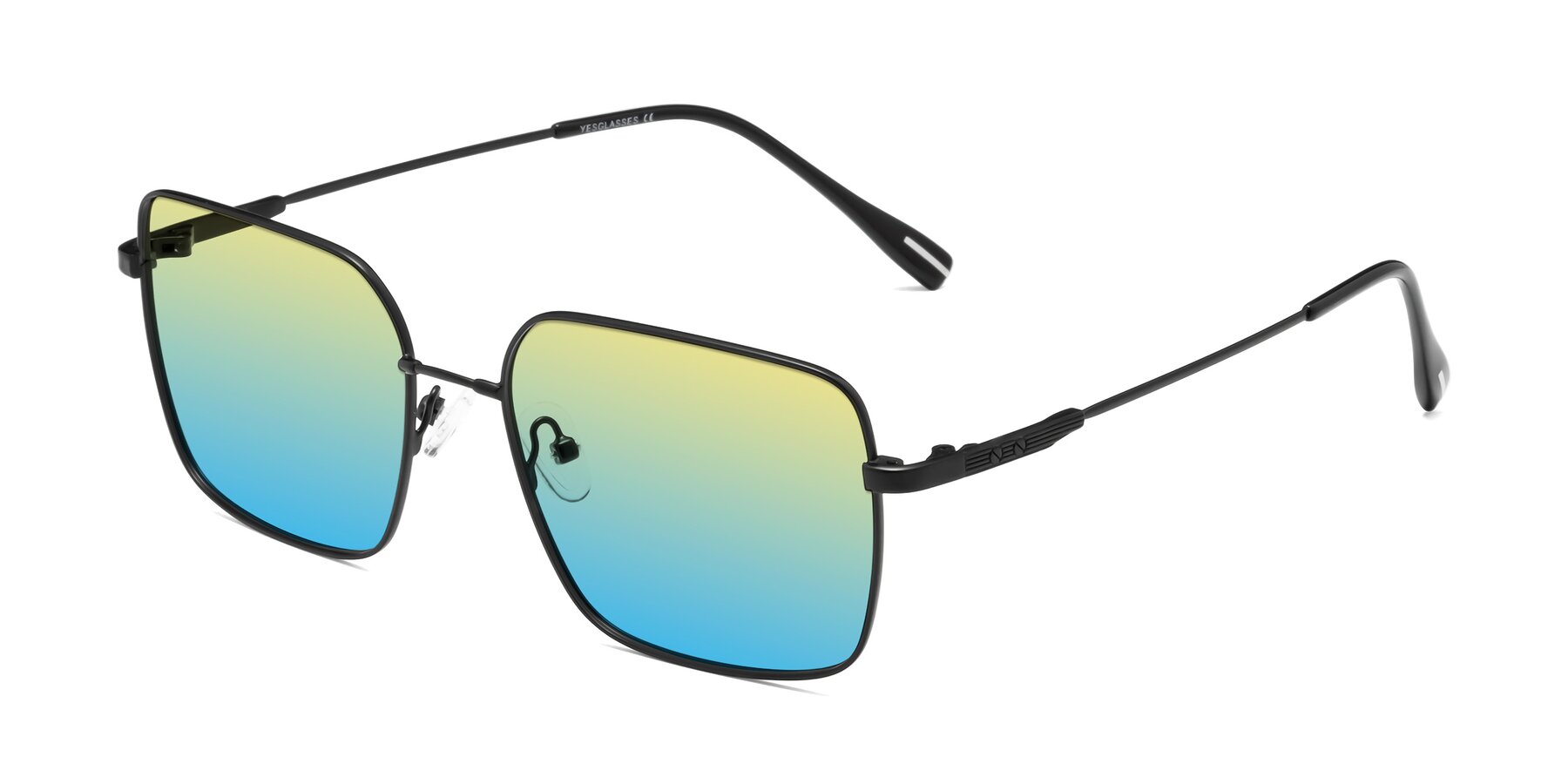 Angle of Ganus in Black with Yellow / Blue Gradient Lenses
