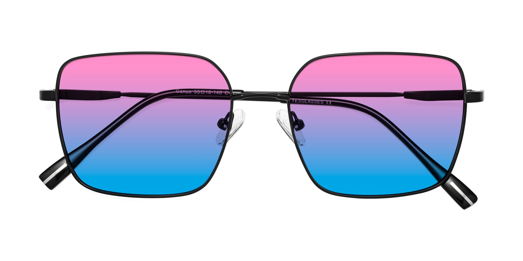 Folded Front of Ganus in Black with Pink / Blue Gradient Lenses