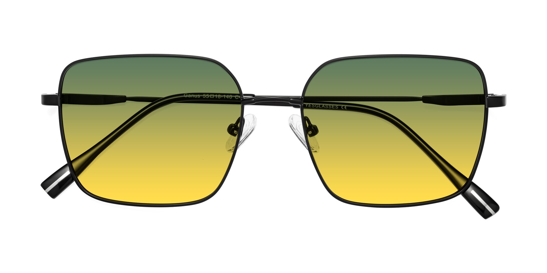 Folded Front of Ganus in Black with Green / Yellow Gradient Lenses