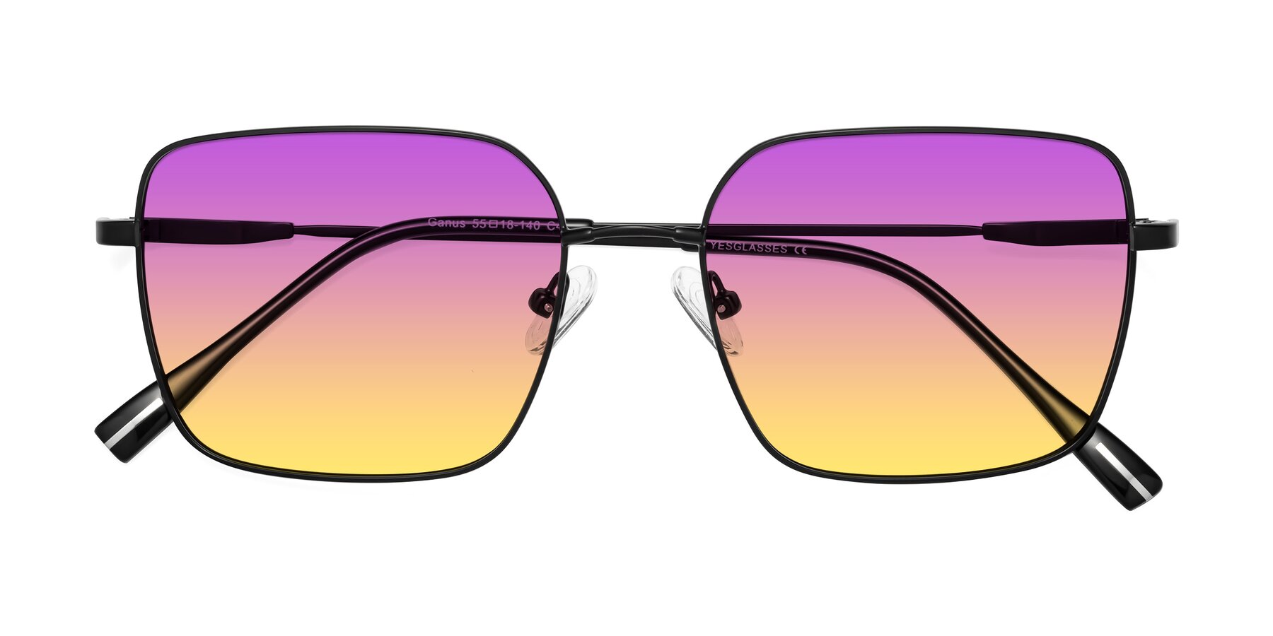 Folded Front of Ganus in Black with Purple / Yellow Gradient Lenses