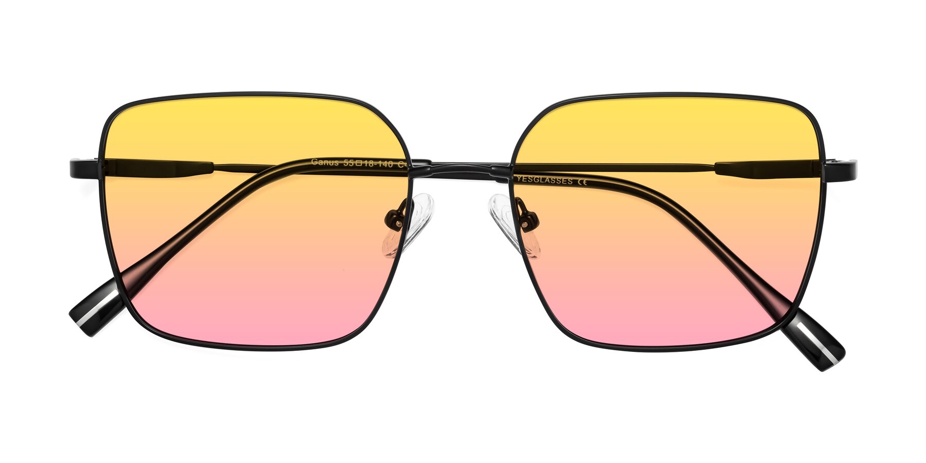 Folded Front of Ganus in Black with Yellow / Pink Gradient Lenses