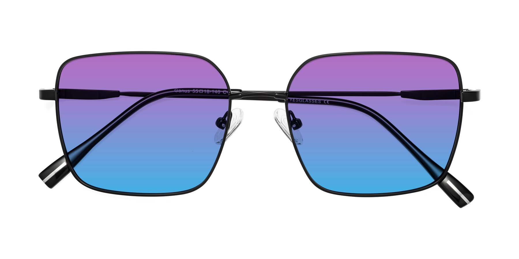 Folded Front of Ganus in Black with Purple / Blue Gradient Lenses