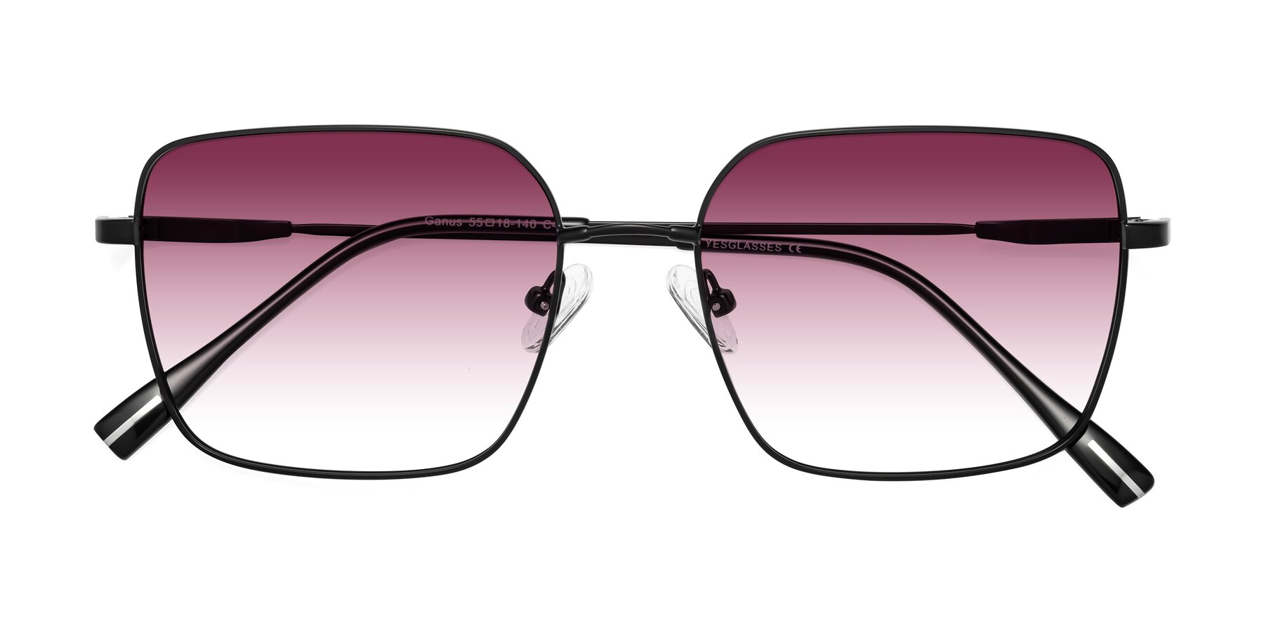 Folded Front of Ganus in Black with Wine Gradient Lenses