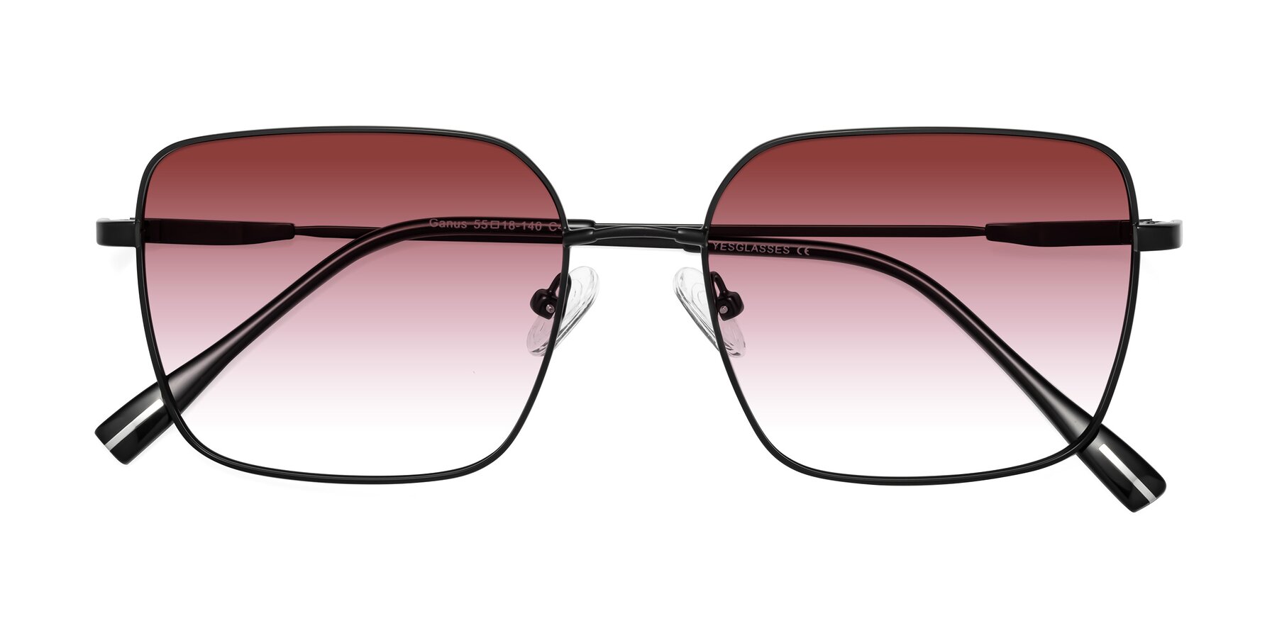 Folded Front of Ganus in Black with Garnet Gradient Lenses