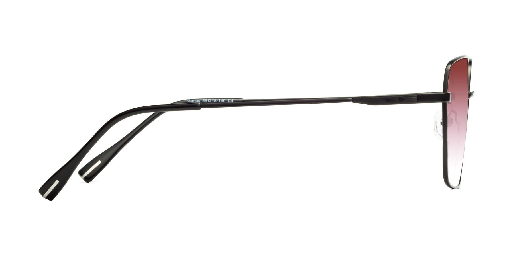 Side of Ganus in Black with Garnet Gradient Lenses