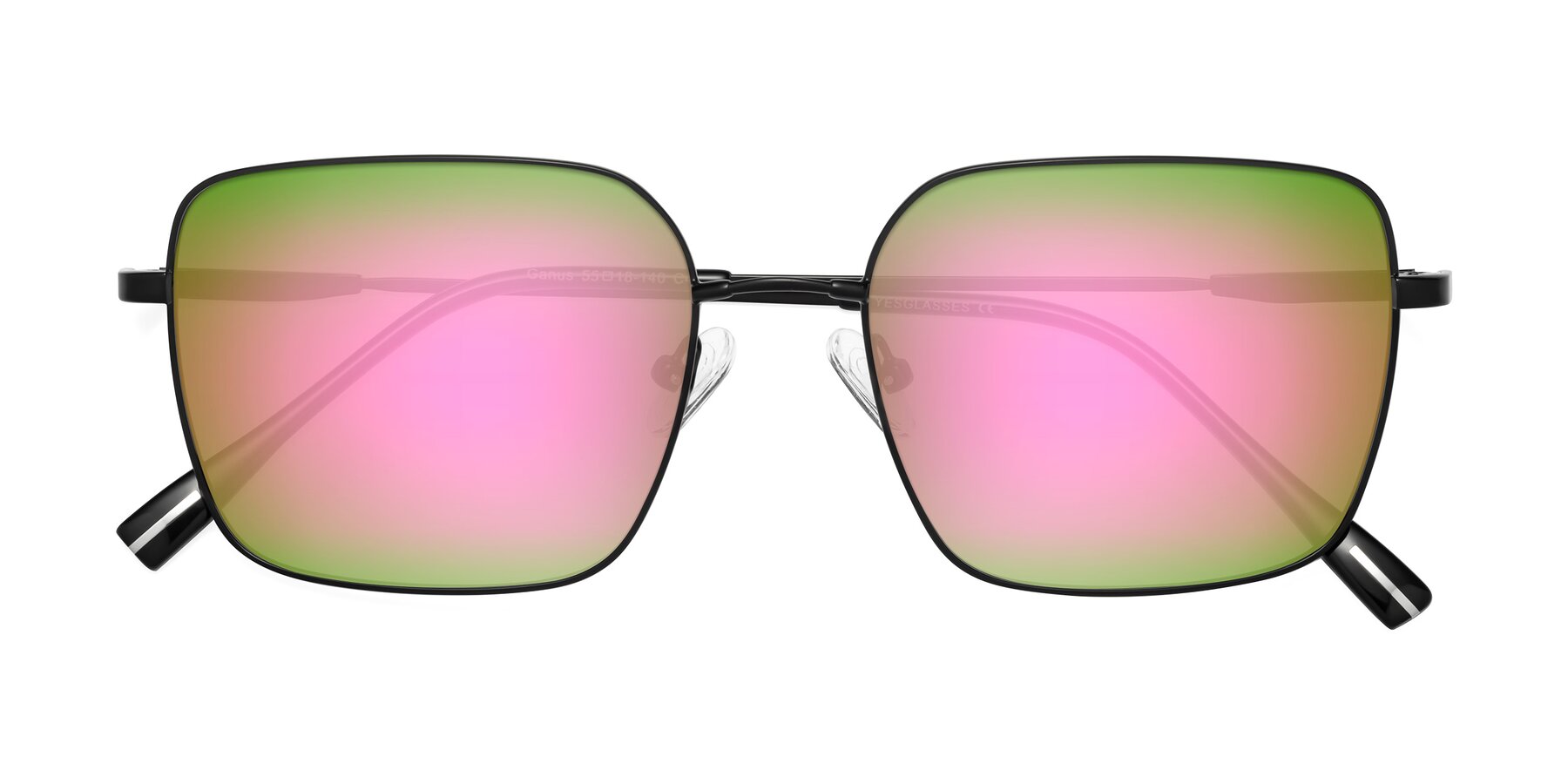Folded Front of Ganus in Black with Pink Mirrored Lenses