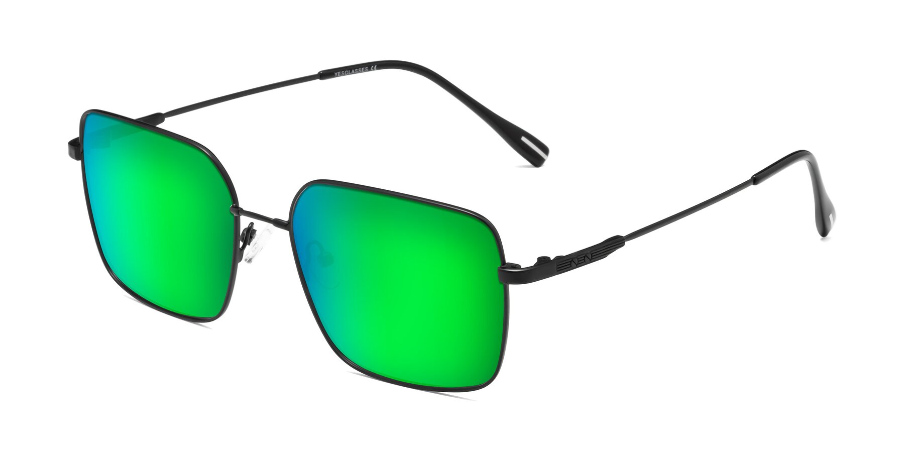 Angle of Ganus in Black with Green Mirrored Lenses
