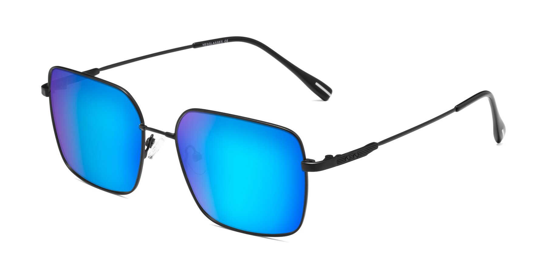 Angle of Ganus in Black with Blue Mirrored Lenses