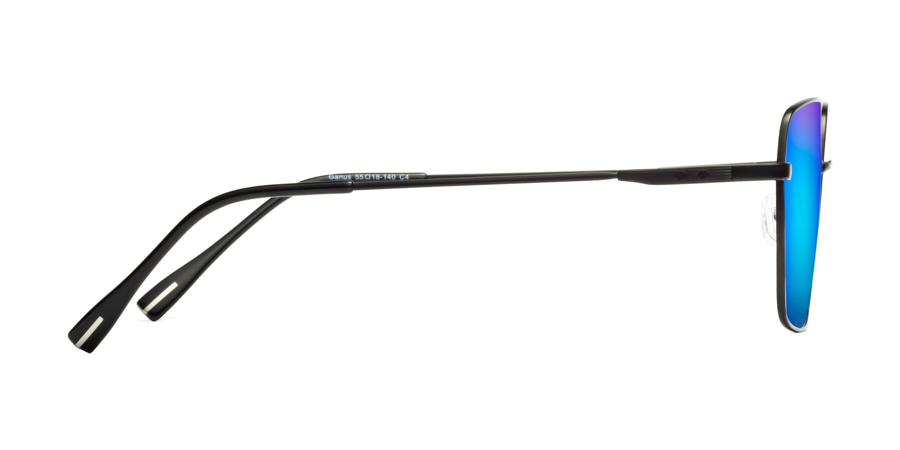 Side of Ganus in Black with Blue Mirrored Lenses