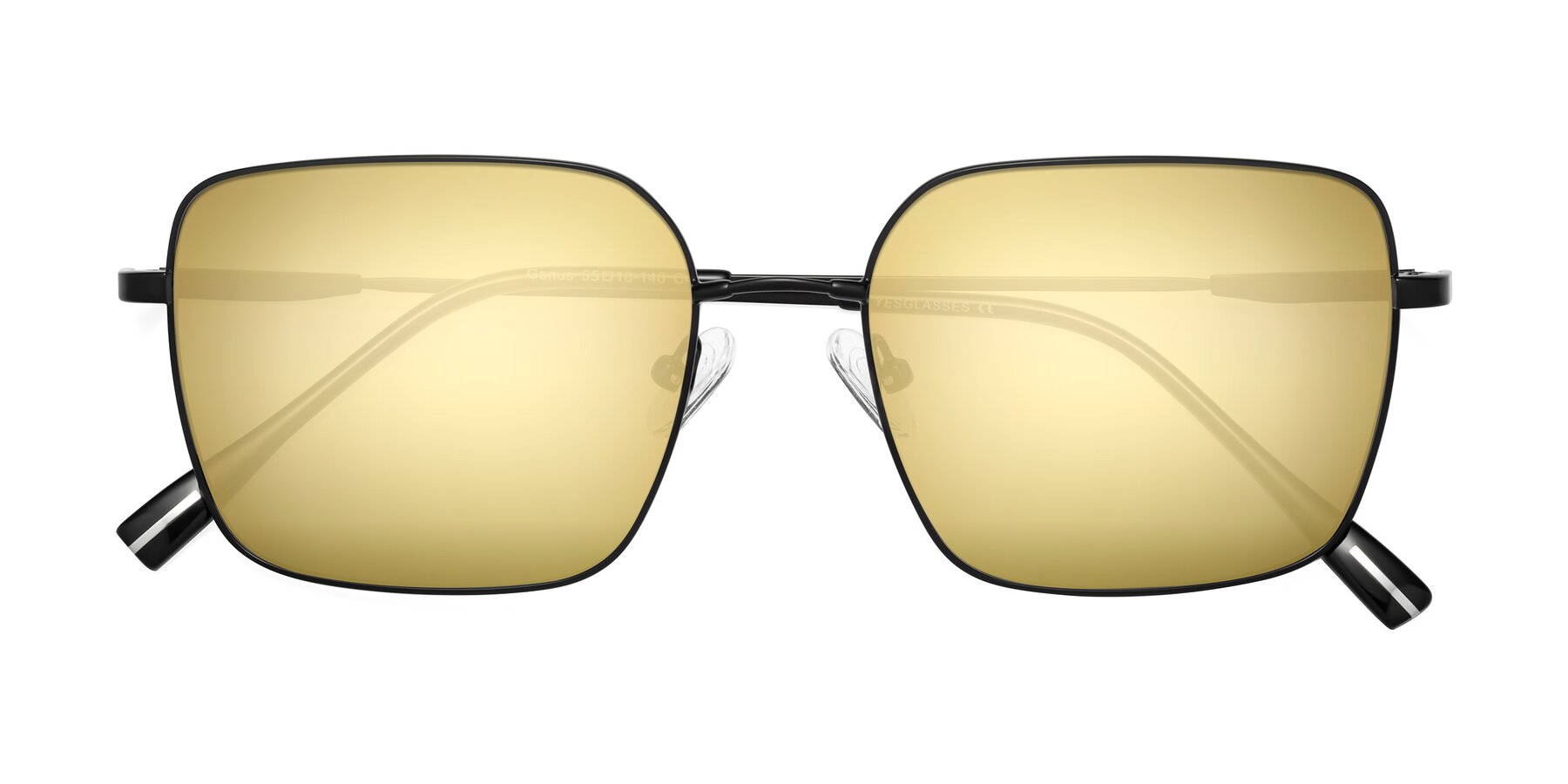 Folded Front of Ganus in Black with Gold Mirrored Lenses
