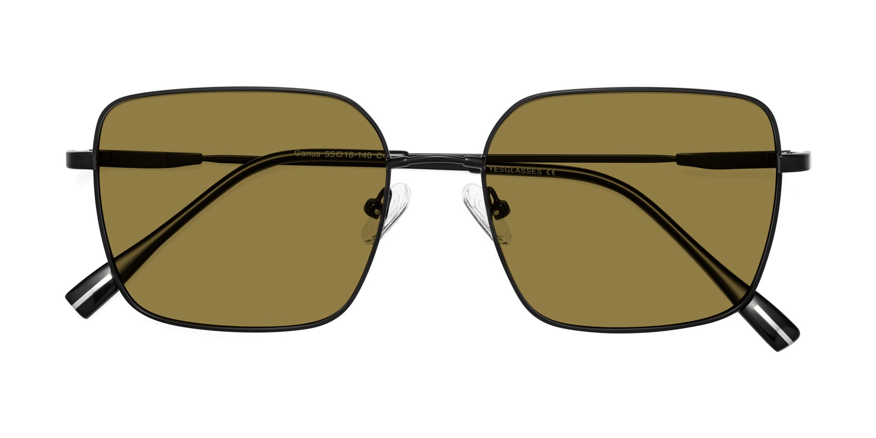 Folded Front of Ganus in Black with Brown Polarized Lenses