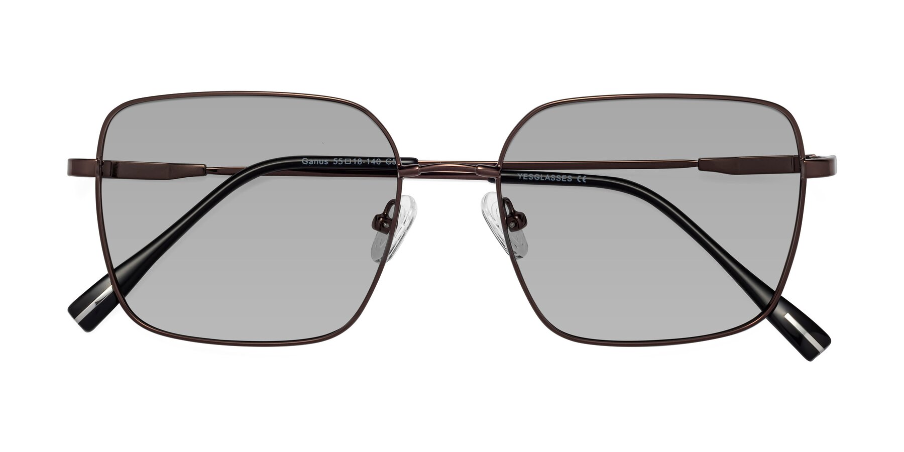 Folded Front of Ganus in Coffee with Light Gray Tinted Lenses