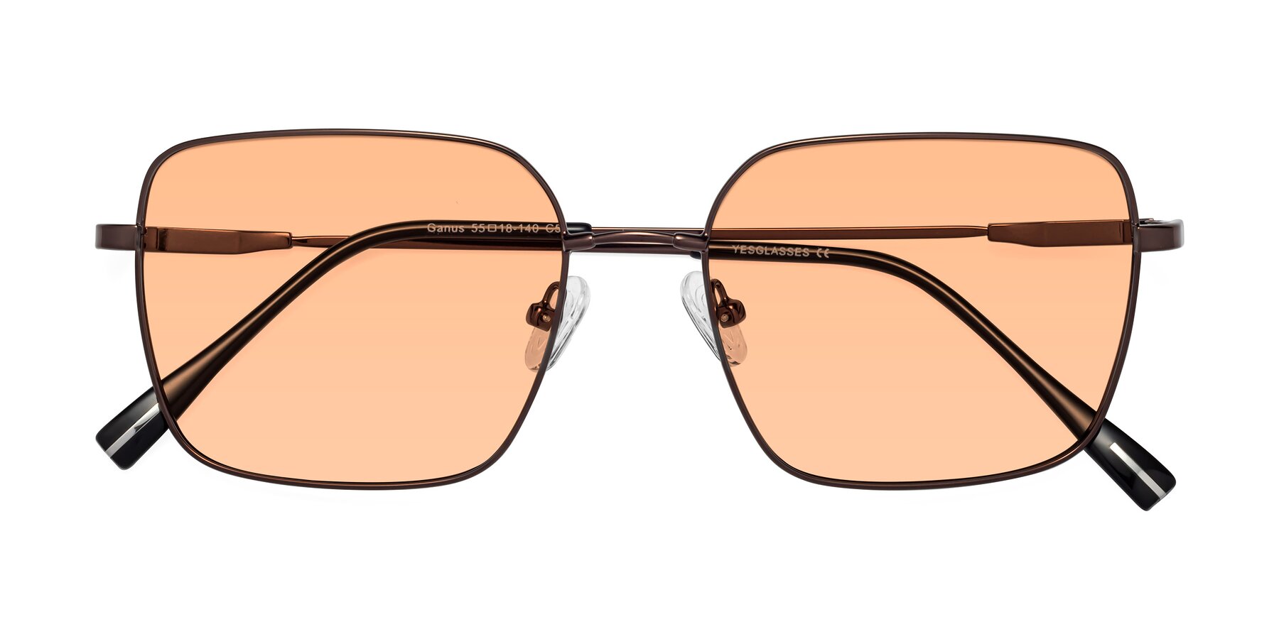 Folded Front of Ganus in Coffee with Light Orange Tinted Lenses