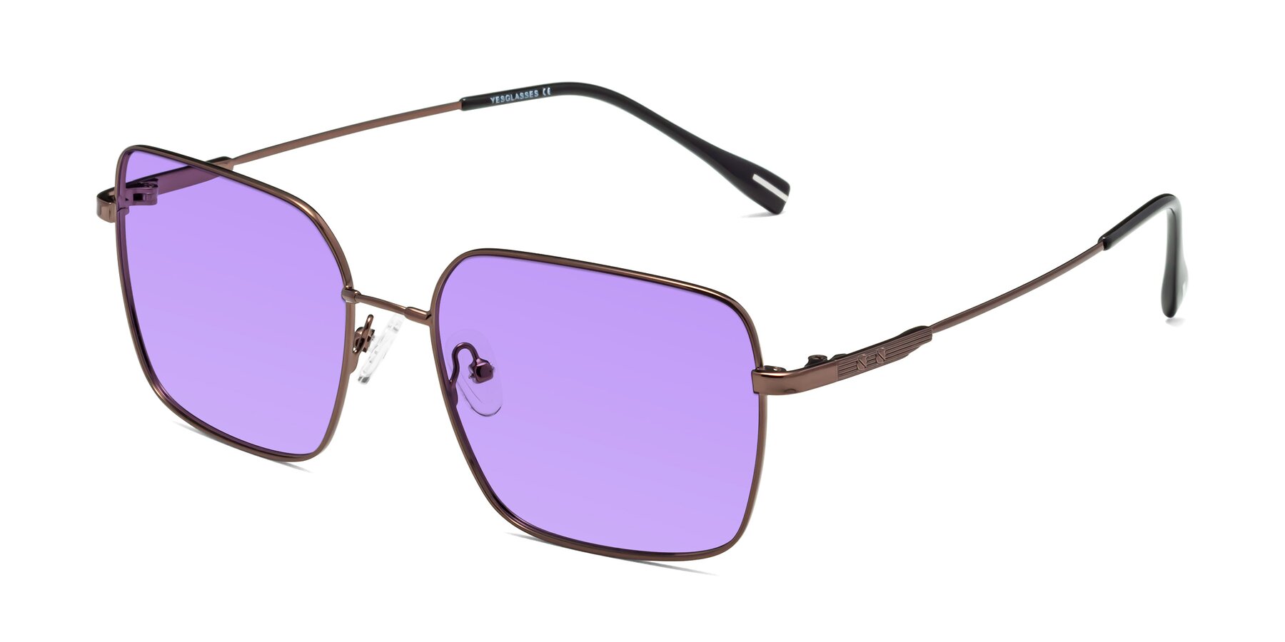 Angle of Ganus in Coffee with Medium Purple Tinted Lenses