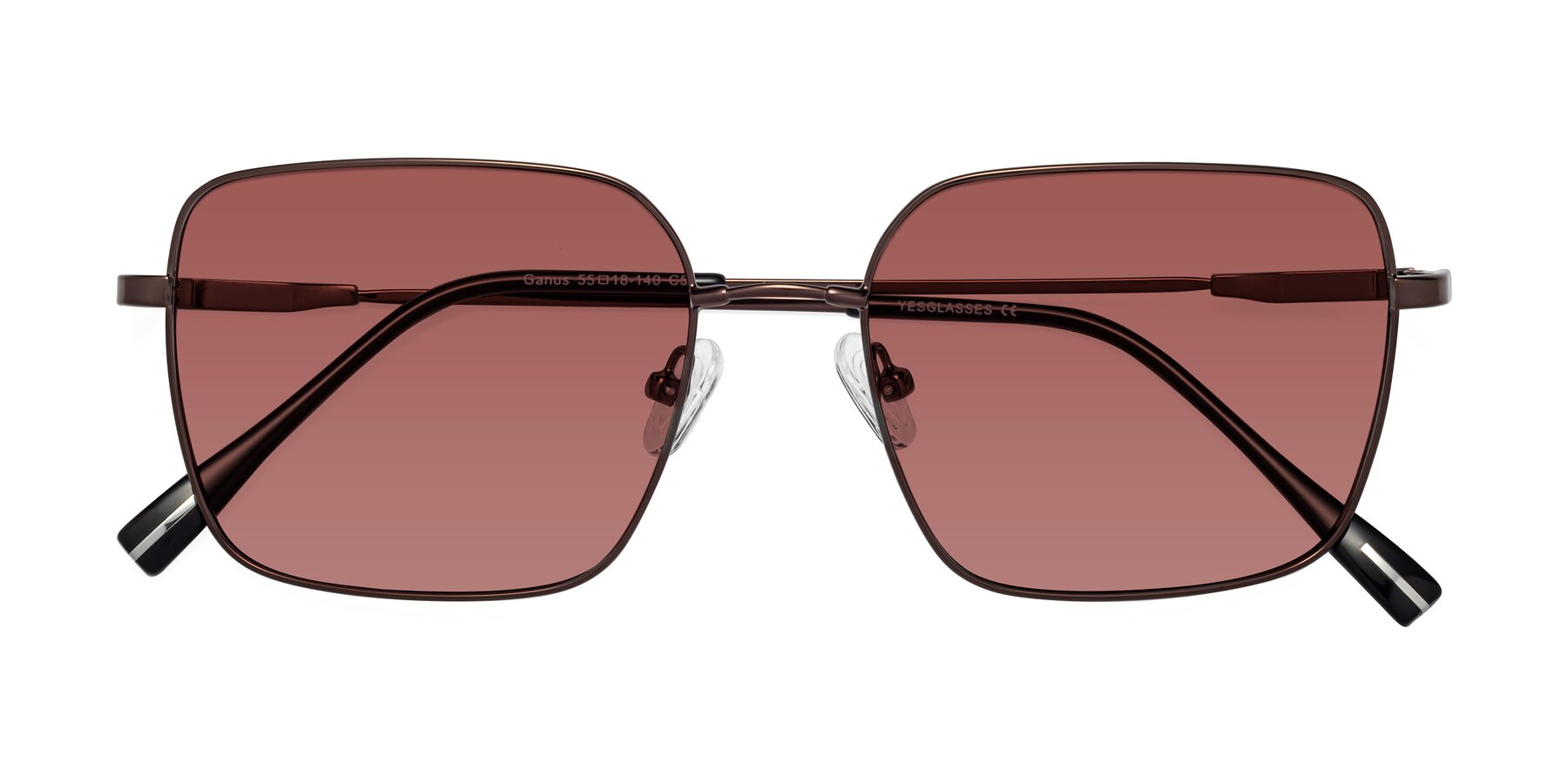 Folded Front of Ganus in Coffee with Garnet Tinted Lenses