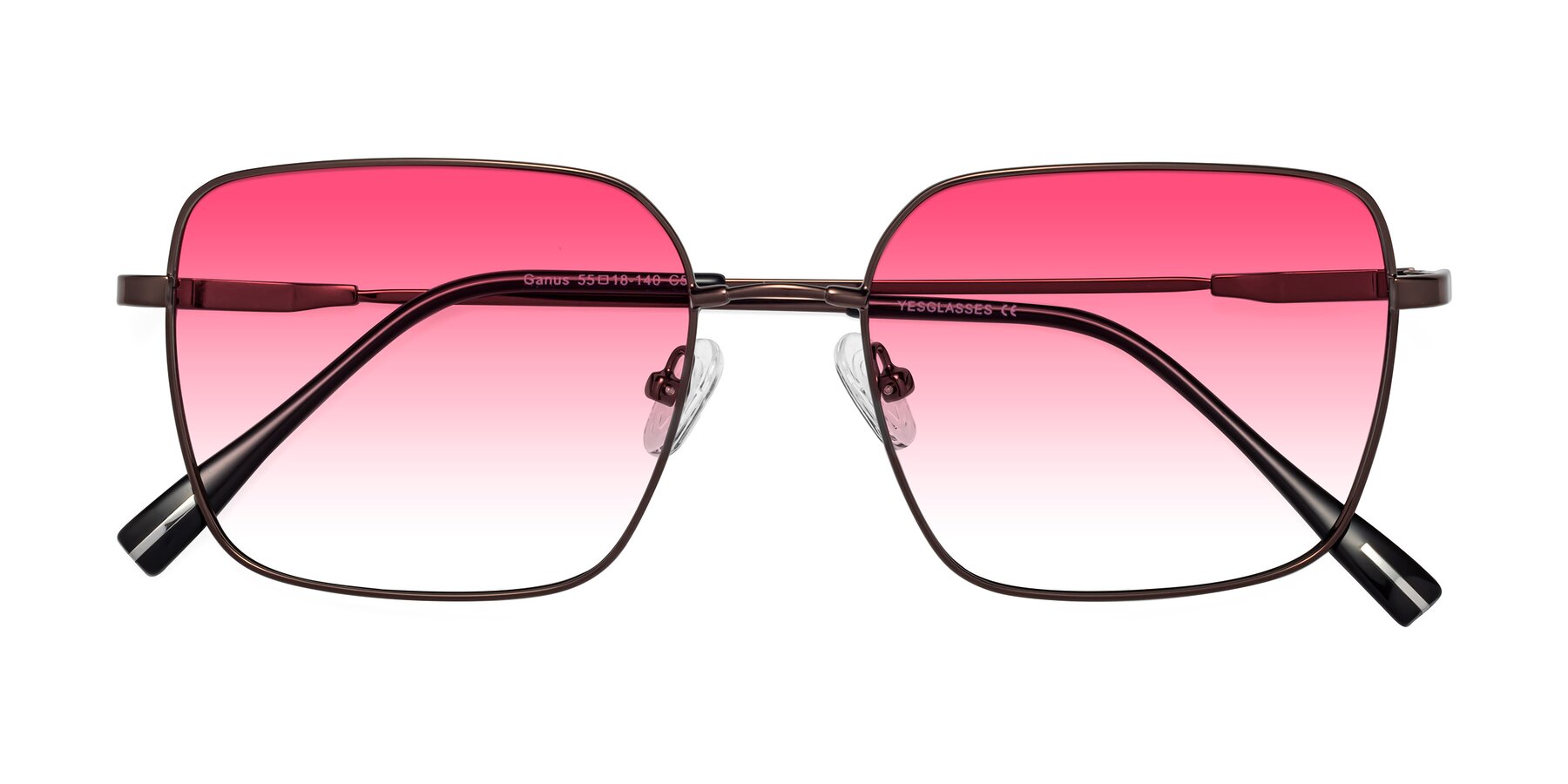 Folded Front of Ganus in Coffee with Pink Gradient Lenses