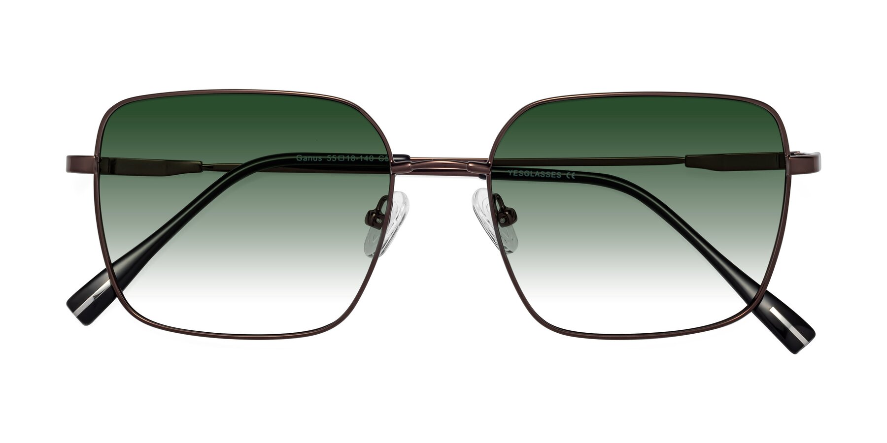 Folded Front of Ganus in Coffee with Green Gradient Lenses