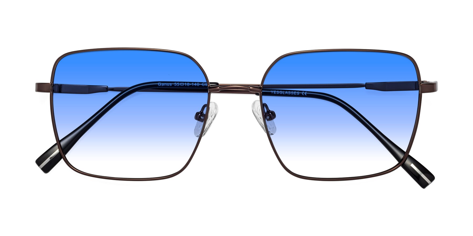Folded Front of Ganus in Coffee with Blue Gradient Lenses