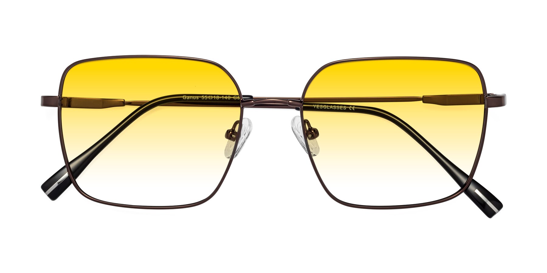 Folded Front of Ganus in Coffee with Yellow Gradient Lenses