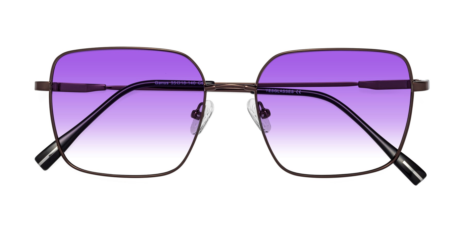 Folded Front of Ganus in Coffee with Purple Gradient Lenses