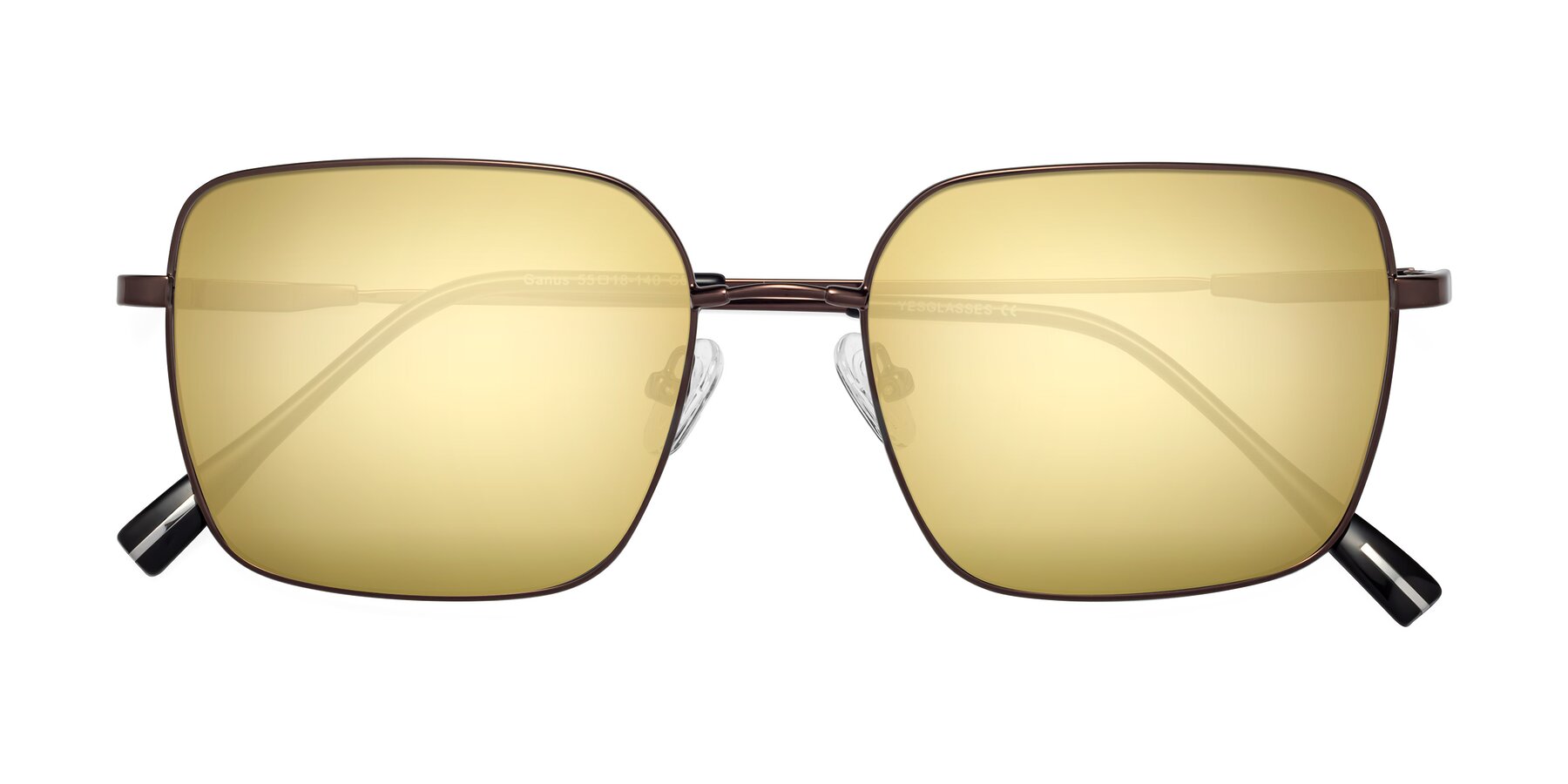 Folded Front of Ganus in Coffee with Gold Mirrored Lenses