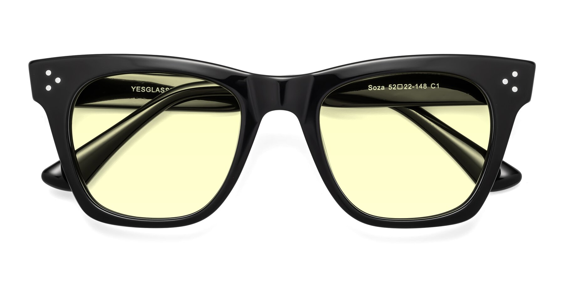 Folded Front of Soza in Black with Light Yellow Tinted Lenses