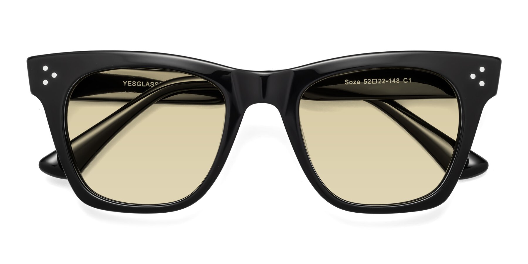 Folded Front of Soza in Black with Light Champagne Tinted Lenses