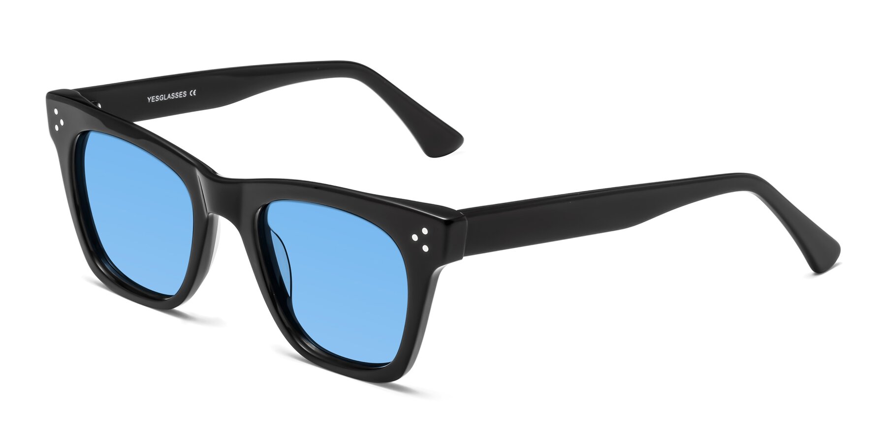 Angle of Soza in Black with Medium Blue Tinted Lenses
