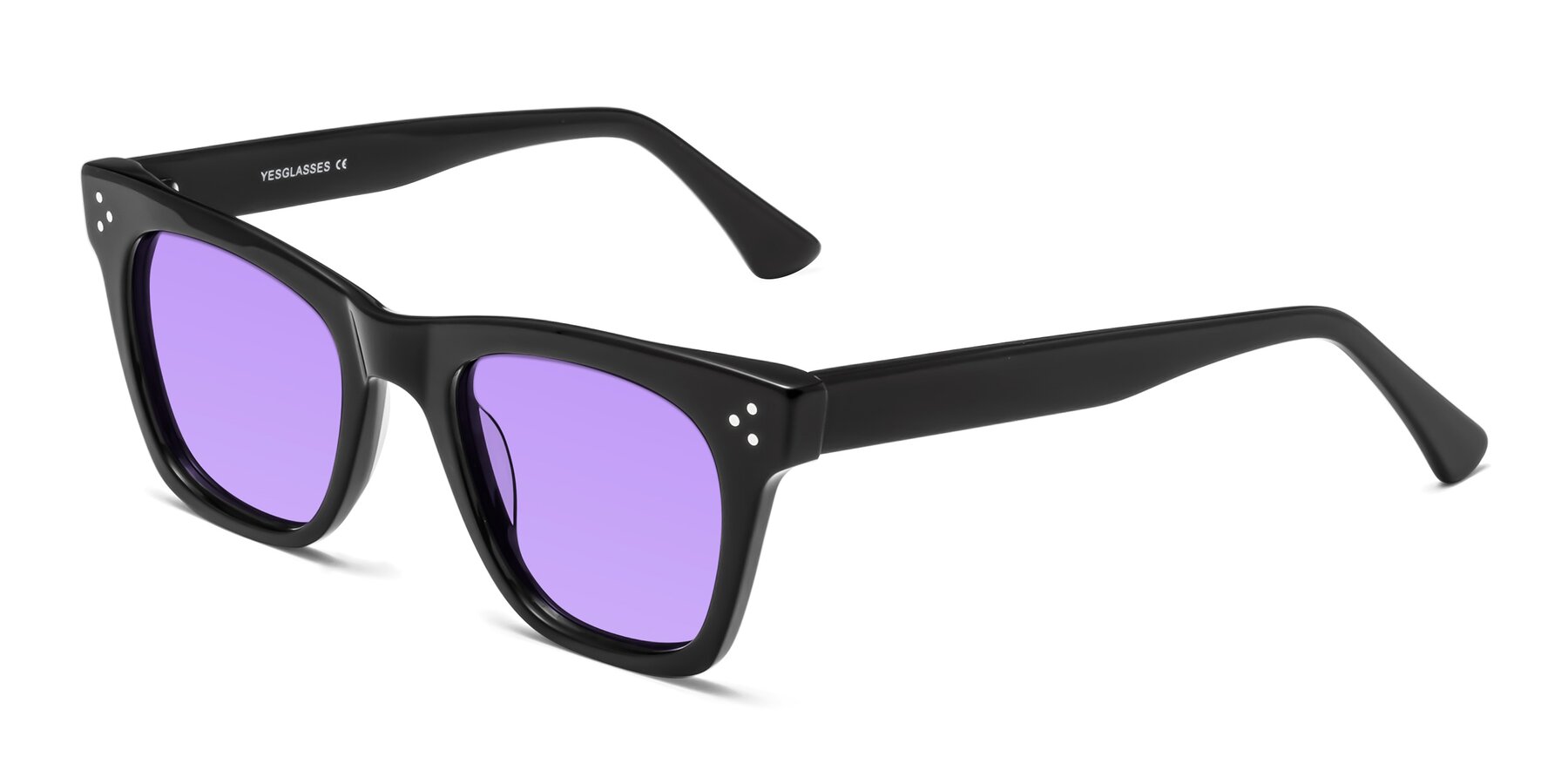 Angle of Soza in Black with Medium Purple Tinted Lenses