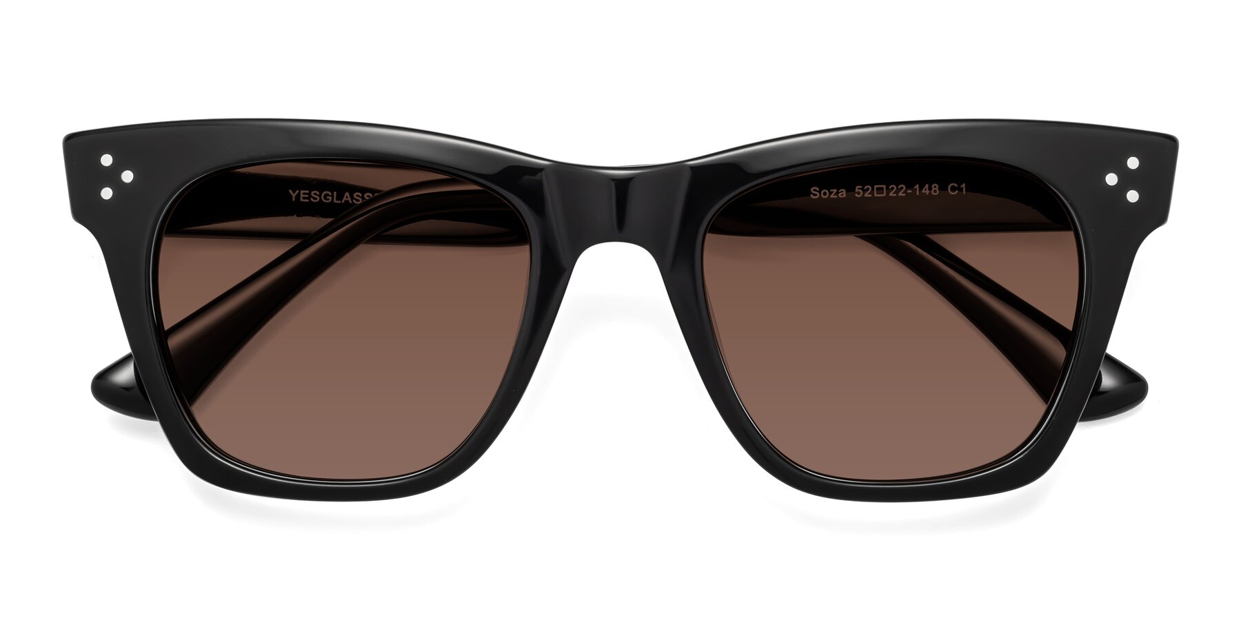 Folded Front of Soza in Black with Brown Tinted Lenses
