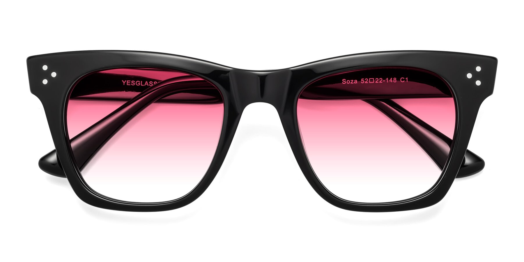 Folded Front of Soza in Black with Pink Gradient Lenses
