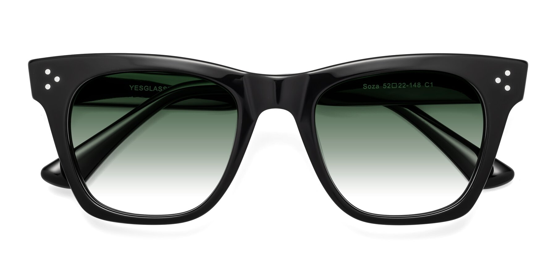 Folded Front of Soza in Black with Green Gradient Lenses