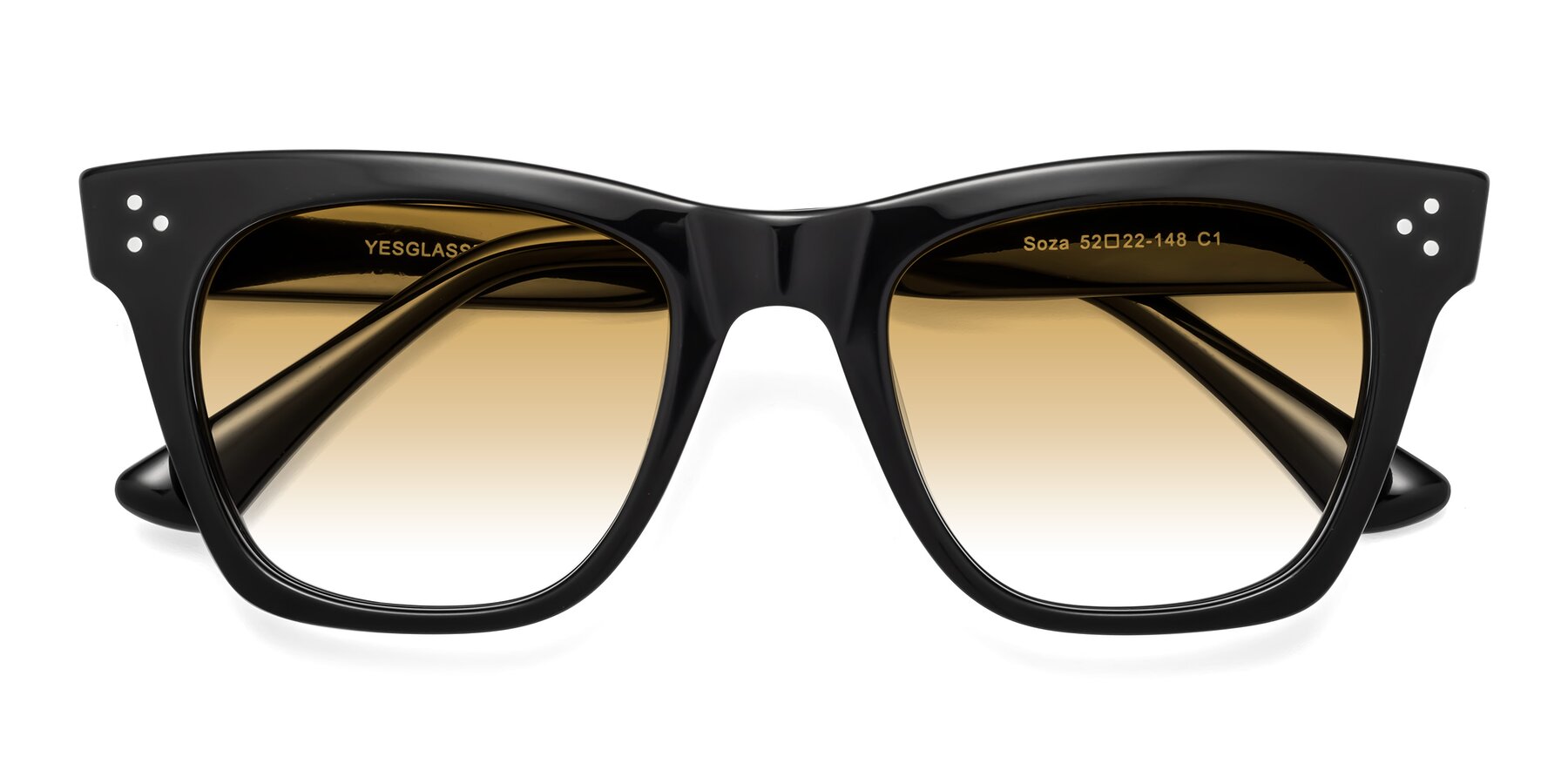Folded Front of Soza in Black with Champagne Gradient Lenses
